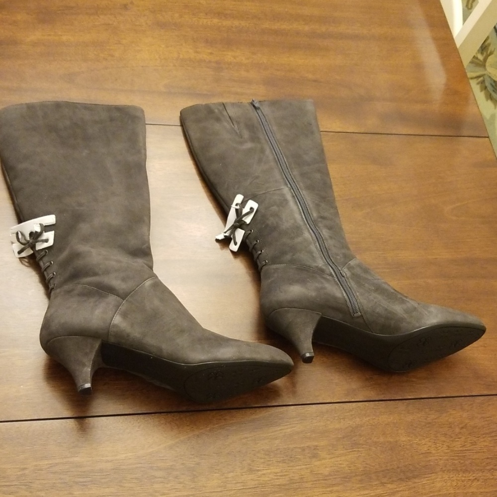 Gray suede boots purchased from dillards